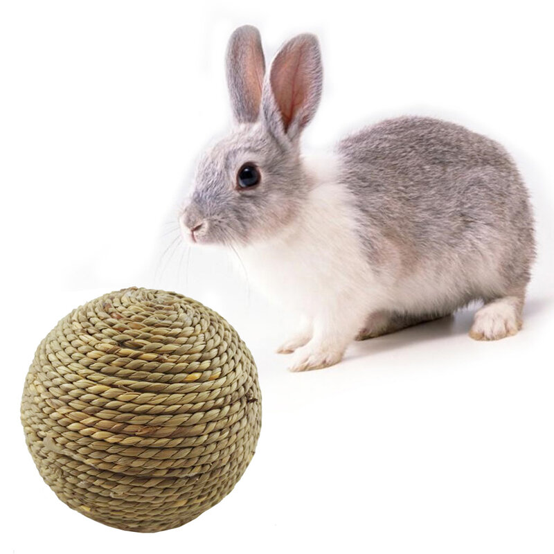 6cm Pet Chew Toy Rabbit Natural Grass Ball per coniglio criceto cavia per la pulizia dei denti forniture per animali domestici Drop Ship all'ingrosso