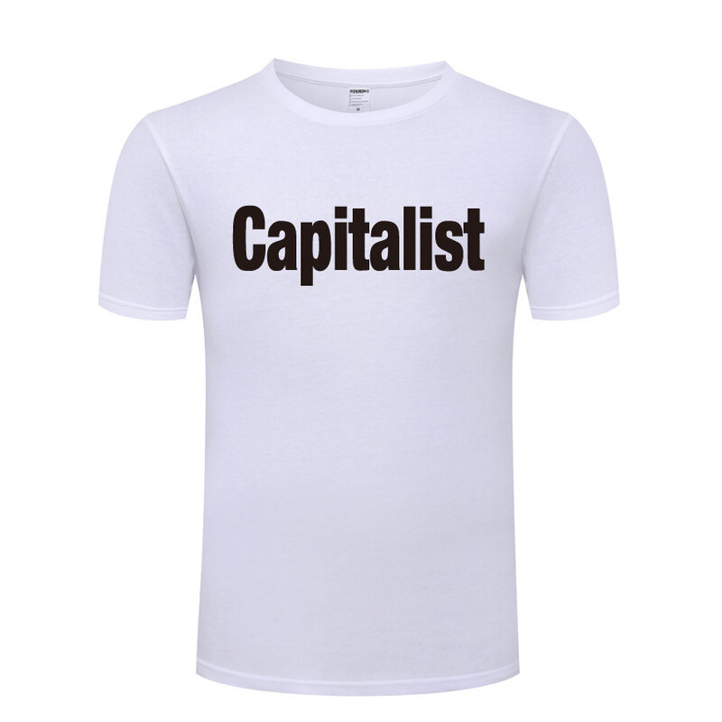 Kaus Katun Kapitalis Lucu Kaus Lengan Pendek Musim Panas Leher-o Pria Print Kaus Atasan Kustom