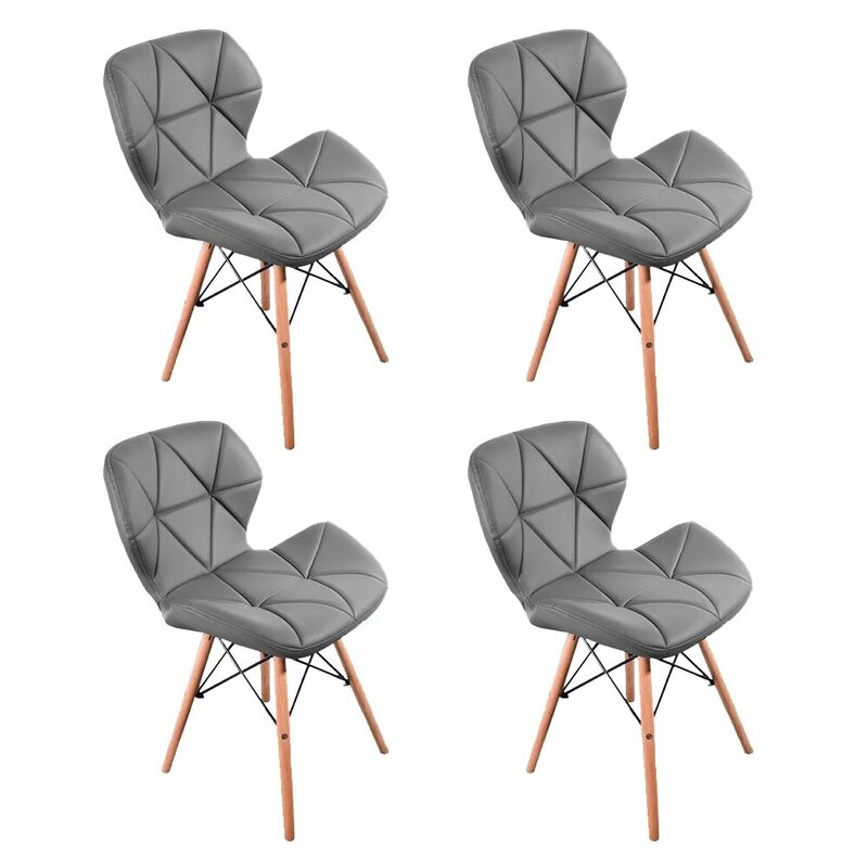 Juego de sillas de comedor modernas, sillón de diseño retro, PU de alta calidad con patas de madera, 4 unidades