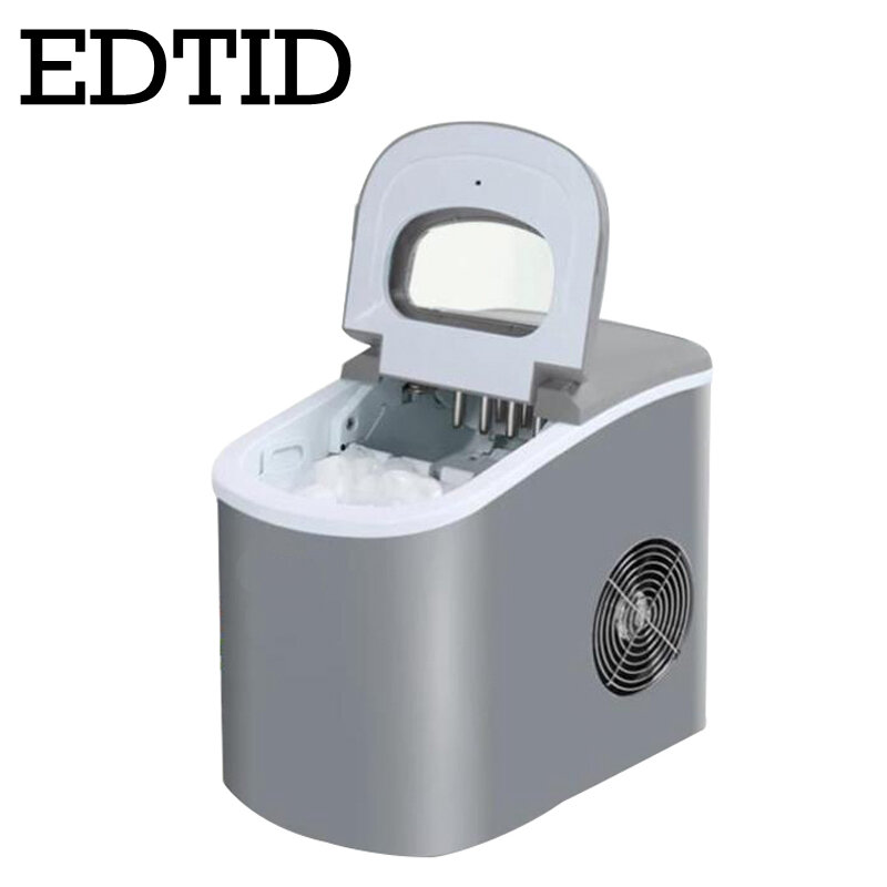 EDTID-máquina de hacer hielo automática portátil para el hogar, máquina de hacer hielo redonda tipo bala para familia, bar, cafetería, enchufe de la UE/EE. UU./Reino Unido, 12kg/24H