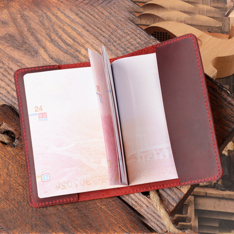 Real Leather swiss passport cover  Retro Genuine Leather Switzerland Travel Passport Holder Full Grain Leather Passport