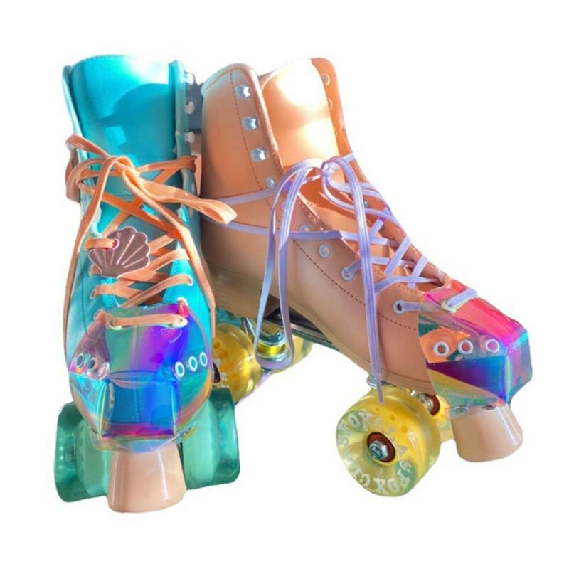 Cubierta de cabeza de patines de ruedas, protector de cabeza de patines de PVC con láser, protectores de punta de patín de cuero PU, protectores de gorra de patinaje sobre ruedas