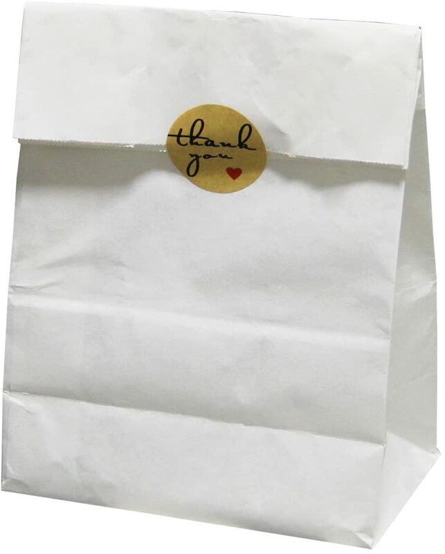 500 adesivi per biscotti rotondi in carta Kraft naturale grazie adesivi con cuore rosso etichetta adesiva permanente da 1 pollice