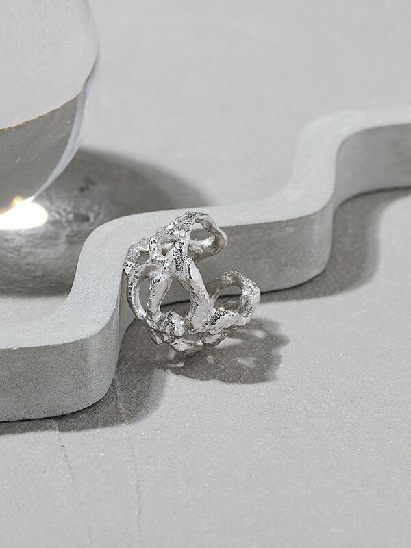 Ssteel aço 925 prata esterlina oco amplo design de minimalismo abertura anel feminino para mulheres gótico noivado 2021 jóias finas