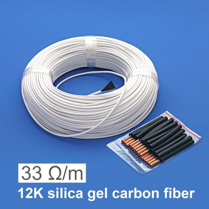 Câble chauffant en fibre de carbone, fil chauffant au sol chaud, 12K, 33ohm/m, 10 m, 20 m, 30 m, 50 m, 100m