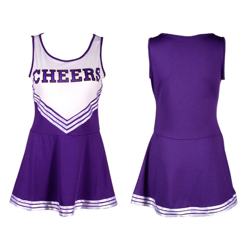 Kostium cheerleaderka spódnica z Pom Poms szkolne dziewczyny Musical Party Halloween Cheer lider kostium plisowana sukienka sport jednolity
