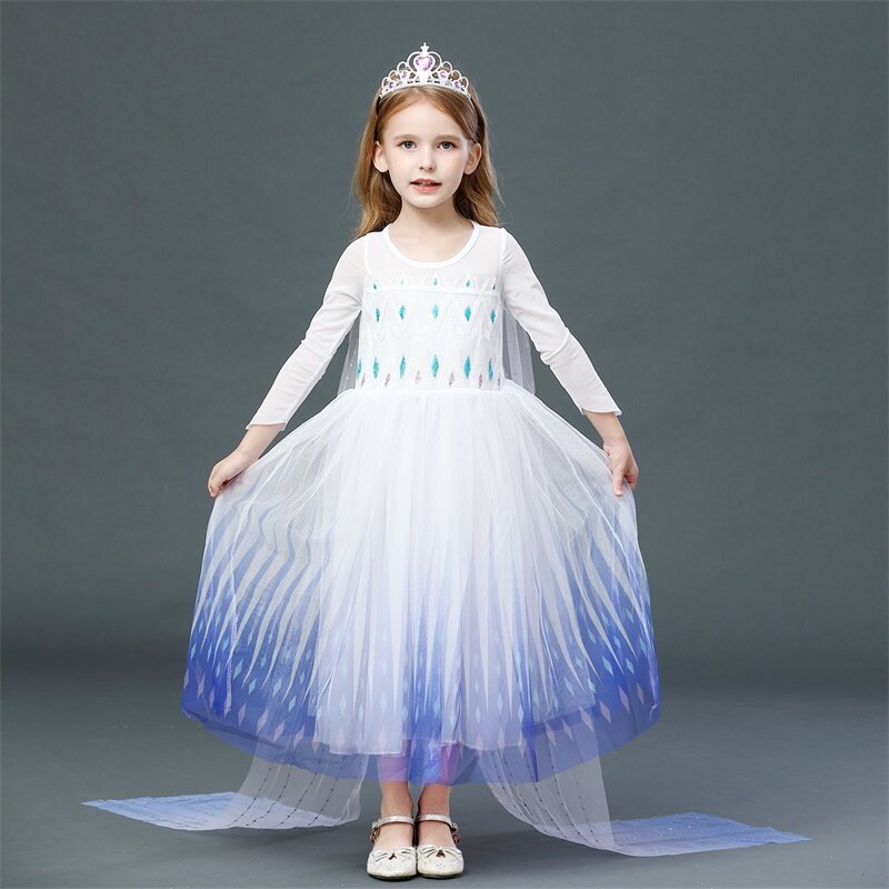 Śnieg sukienka Cosplay szata kostium księżniczki karnawał ubrania świąteczne sukienka dla dzieci up sukienki dla dzieci dla dziewczynek odzież rozmiar 4-10Y
