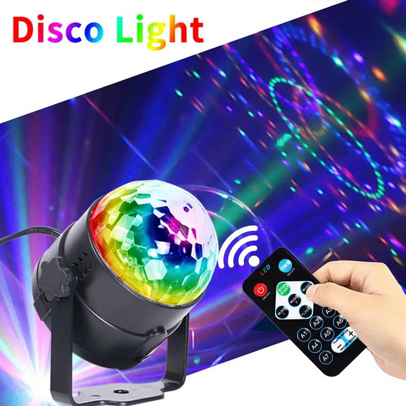 Luci da discoteca rotanti attivate dal suono DJ Party Lights 3W 3 LED RGB LED Stage Light per luci natalizie per matrimoni
