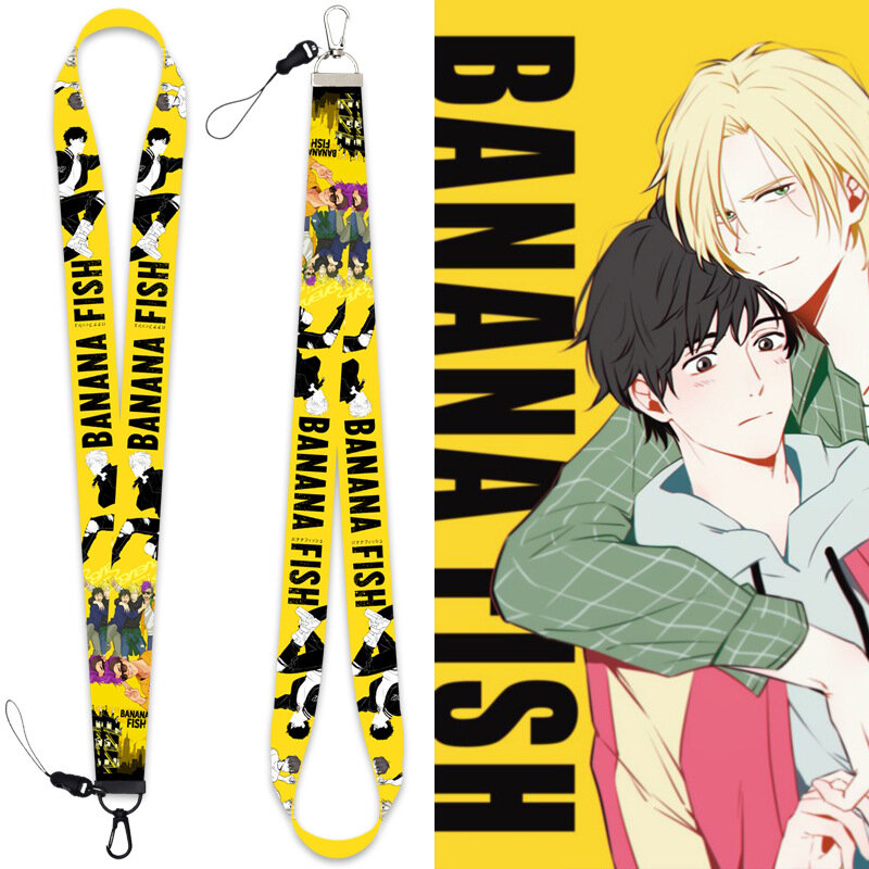 Anime Banana Fish Cosplay Accessories Prop Polyester KeyChain Cell Phone Neck Strap ID Lanyards