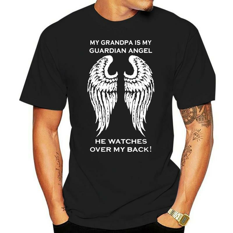 Мужская футболка мой дедушка мой Хранитель Ангел он следит за моей спиной Женская Мужская футболка