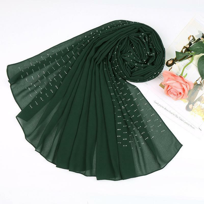Selling Monochrome Muslim Satin Satin Turban Fashion Simulation Silk Scarf Long