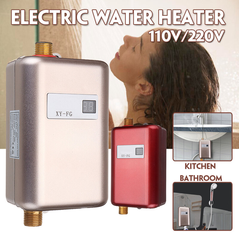 110 فولت/220 فولت 3.8KW سخان مياه كهربي فوري Tankless سخان المياه 3800 واط LCD عرض درجة الحرارة الرقمية للمطبخ الحمام