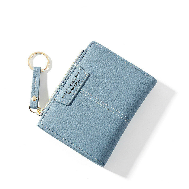 女性用ジッパー付きの小さな合成皮革の財布,短いPUレザーの財布