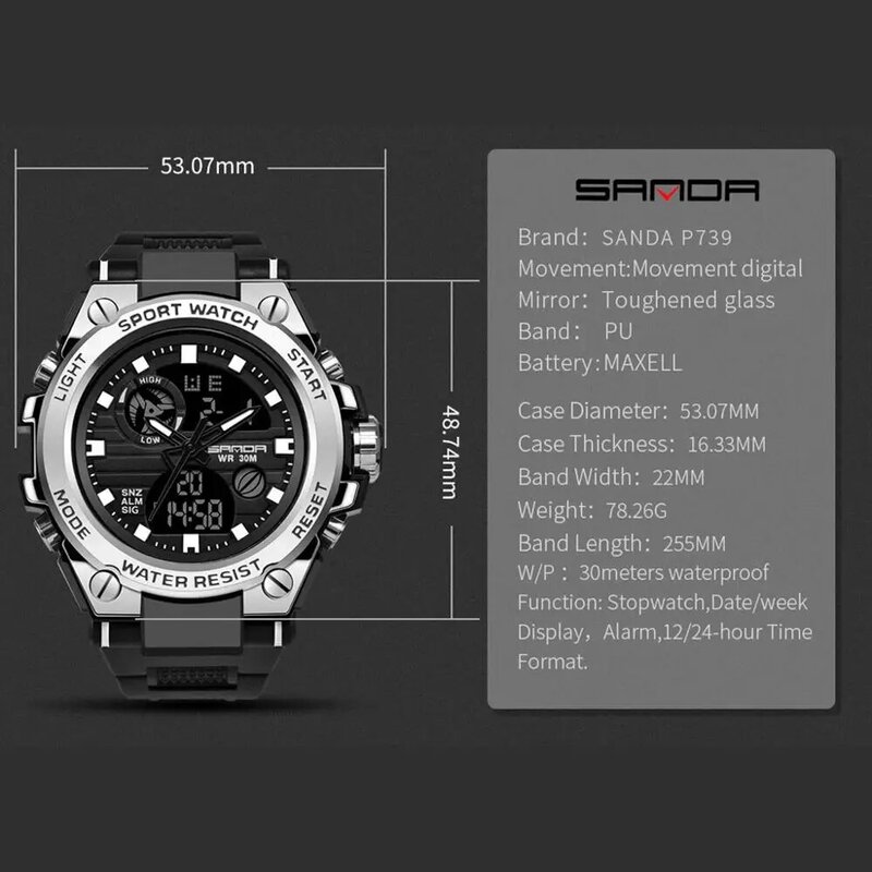 Orologi da uomo moda uomo impermeabile orologio sportivo doppio Display analogico digitale LED orologi da polso elettronici orologio Relogio reloj Q