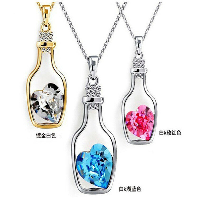 Pendant Heart-shaped Crystal Necklace For Women Golden Sliver Jewelry making