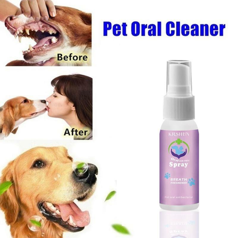 Limpiador bucal para mascotas, cepillo dental para perro, pasta de dientes, espray de limpieza, ambientador bucal, respiración, sarro, placa, natural, 10ML