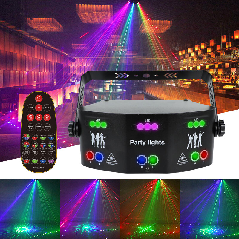 YSH15 – lumière de soirée à la maison, DMX Disco Laser, lumières de scène, éclairage stroboscopique LED, projecteur Rave DJ, décoration musicale pour fête en Club