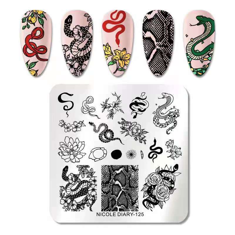 Placas de estampado de uñas, plantillas para manicura, personajes de ratón, flores y plantas a cuadros, bonito Logotipo de marca, 2021
