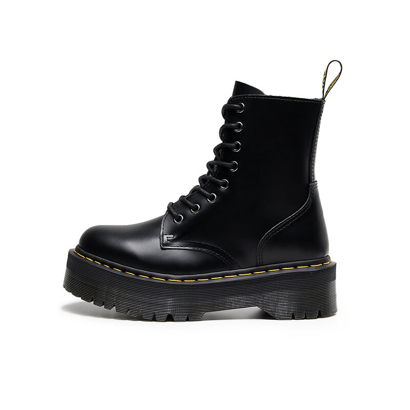 Женские ботинки на платформе Martens, черные кожаные ботильоны, Женская обувь в стиле панк, мотоциклетные ботинки на толстой подошве, 2020