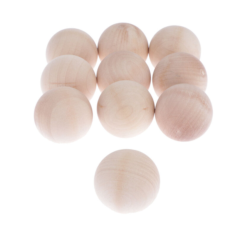 10Pcs No Hole Wood Beads Accessories Crafts Making Hardwood Balls Solid 35mm