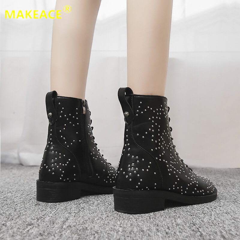 Winter Women's Boots Autumn New Leather Short Plush Martin Boots Fashion Platform Women's Shoes Autumn Full-length Naked Boots