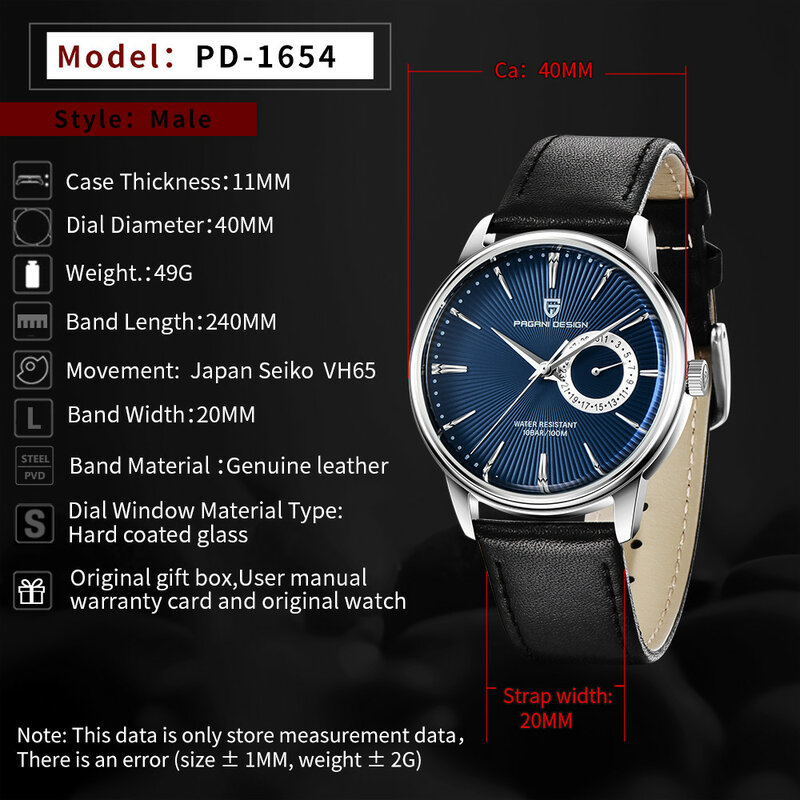 PAGANI DESIGN-Reloj de pulsera de cuarzo para Hombre, nuevo accesorio de lujo, resistente al agua hasta 2020 M, estilo militar, 100