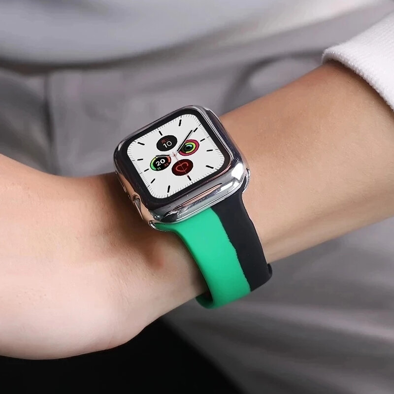 Pasek silikonowy do zegarka Apple 44mm 40mm 38mm 42mm czarny Unity/Prid smartwatch pasek bransoletka sportowa iWatch seria 3 4 5 6 se
