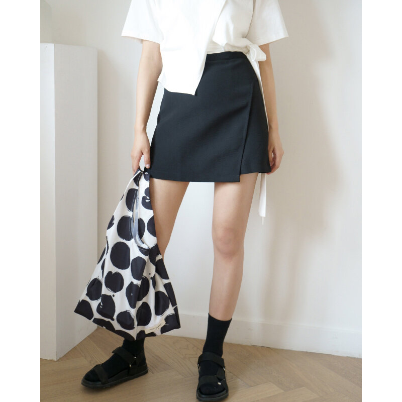 Oyanxi – jupe courte de couleur unie irrégulière, Version coréenne, Anti-ternissement, taille haute, Slim en forme de A, été
