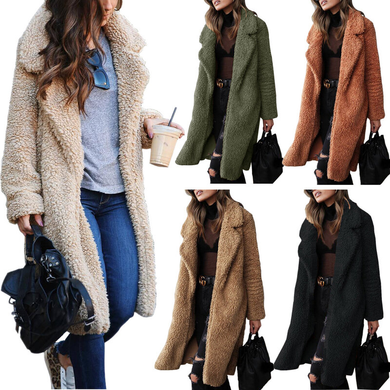 2021 Autumn And Winter European, American And British Style Long Lapel Cashmere Coat Jacket Women's Long-sleeved Cardigan Top