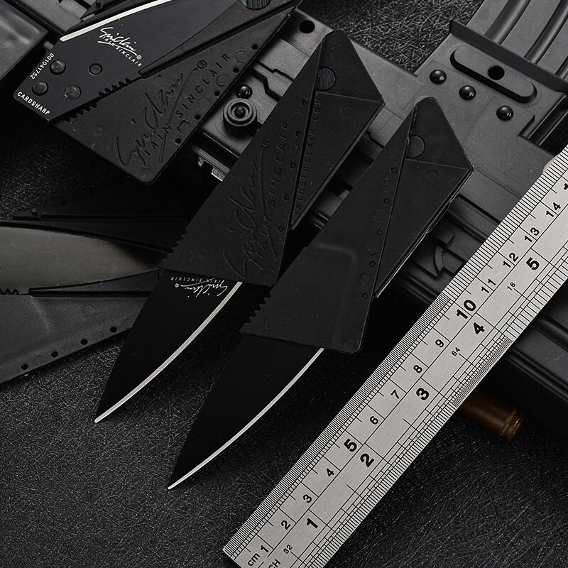 Tipo di carta coltello nero Mini portachiavi scatola portachiavi confezione tasca pieghevole multi-strumento lettera apertura Gadget Kit campeggio esterno