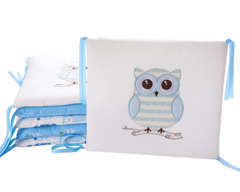 6Pcs/Set Infant Cartoon Owl Crib Bumper Bed Protector Baby Kids Cotton Cot Nursery Bumper Baby Bed Anti-collision Bumper
