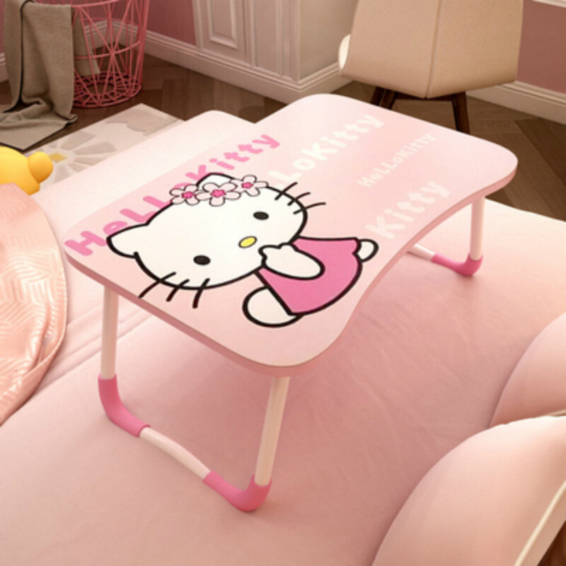 Soporte plegable para ordenador portátil, mesa de estudio de madera con dibujos animados, color rosa, para cama, sofá, mesa de servicio de té