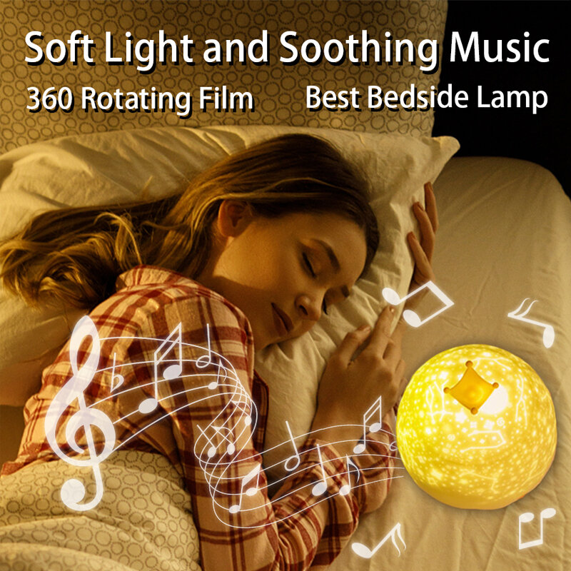Детский звездный ночник, вращающийся проектор звездного неба, красочная музыкальная прикроватная лампа, перезаряжаемый ночник для спальни...