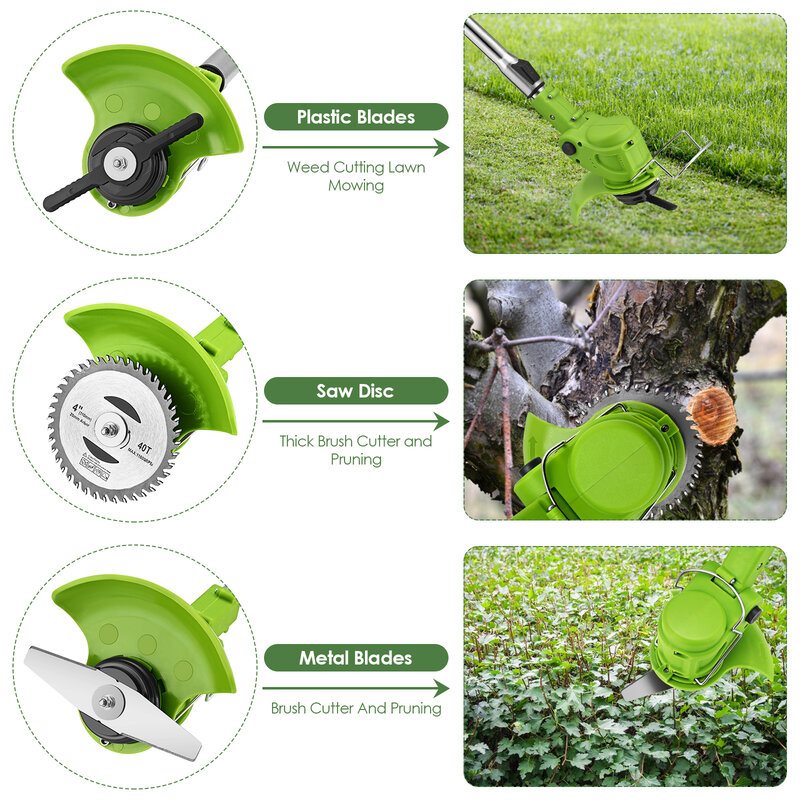 24V Electric Lawn Mower Cordless Grass Trimmer Auto Release String Cutter 3000mAh Li-ion Battery Garden Tools Trimming Machine