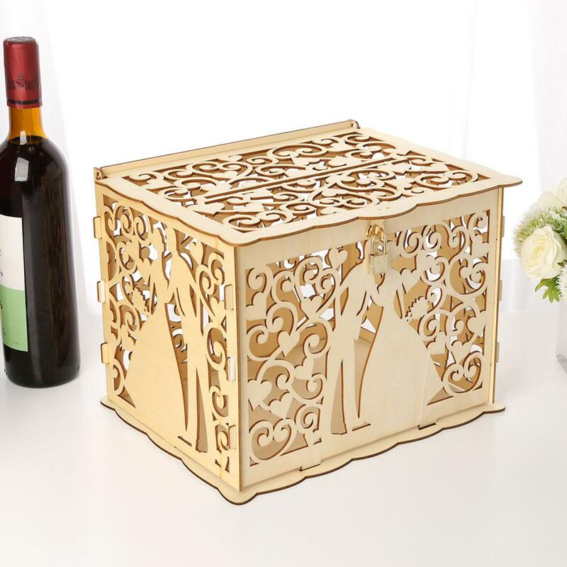 Свадебные коробки для карт, креативная деревянная коробка «сделай сам», свадебные принадлежности, Паровая деревянная Визитница с рисунком ...