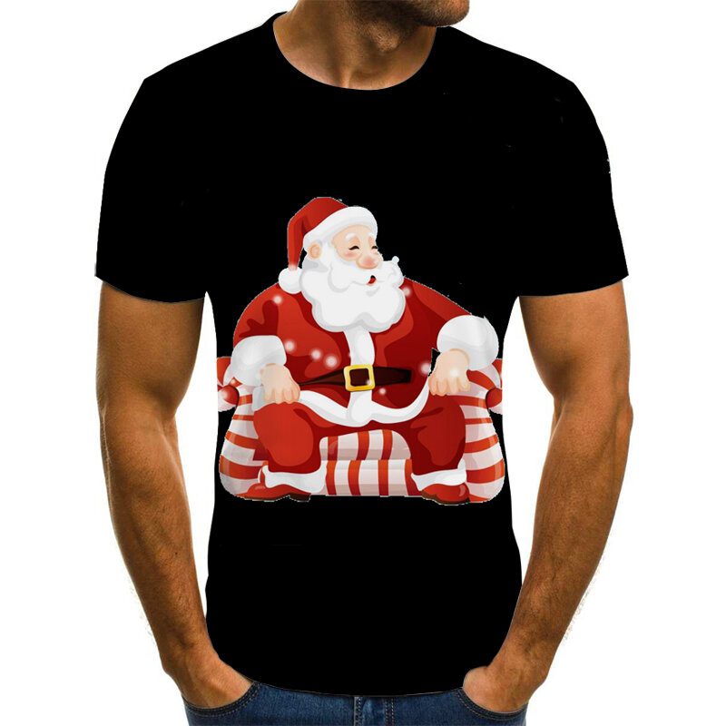 2021ใหม่ปีเสื้อผ้าคริสต์มาสเสื้อยืด Santa ล่าสุดของบุรุษและสตรี3D T เสื้อ
