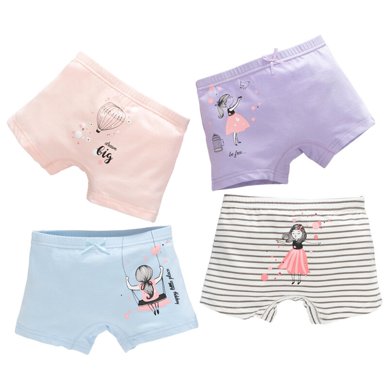 Short en coton pour filles et garçons, sous-vêtements de princesse pour bébés de 3 à 12 ans, joli, lot de 4 pièces