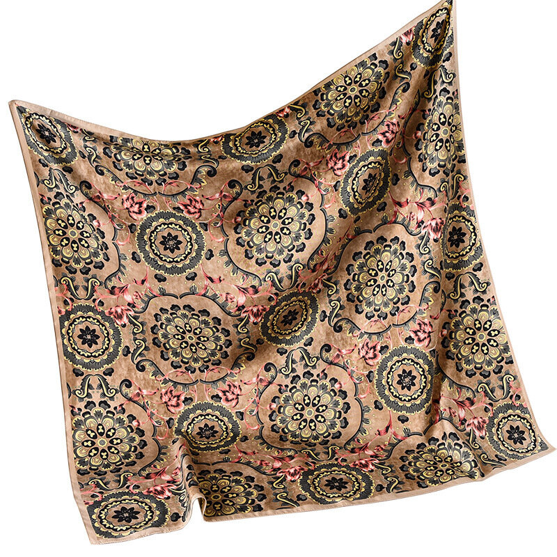 Écharpe de styliste de luxe pour femmes, carré en soie, rétro, 90cm, 90cm