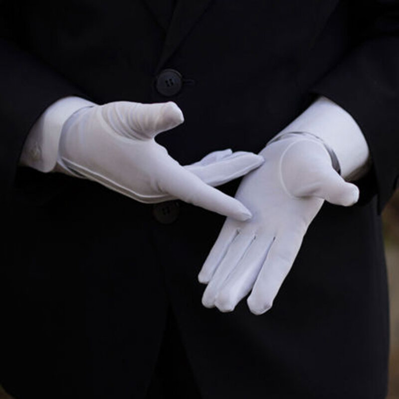 UnisexถุงมือสีขาวMagician Honor Guardป้องกันมือFull Fingerอย่างเป็นทางการTuxedoมารยาทแผนกต้อนรับParadeแรงงานInsurancen
