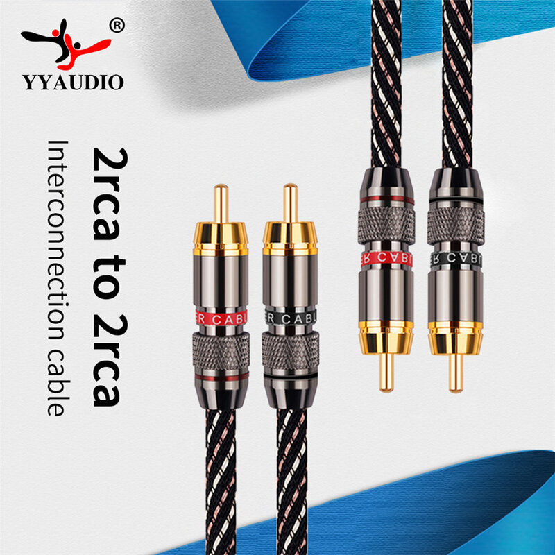 YYAUDIO HIFI Stereo Pair RCA Cable High-performance High Purity Oxygen Free Copper  Hi-Fi Audio 2RCA To 2RCA Interconnect Cable