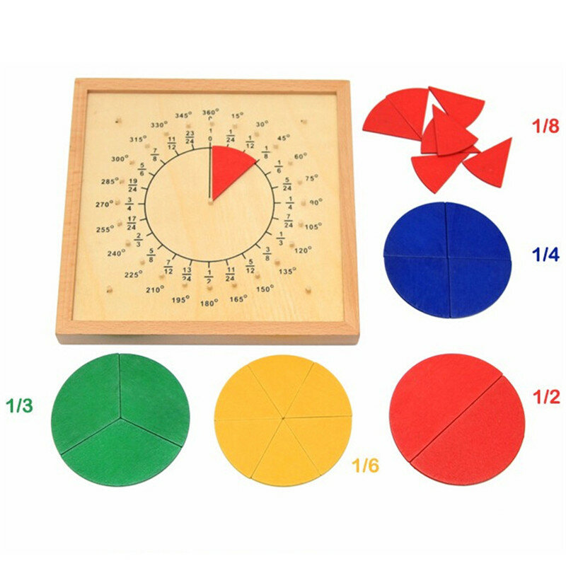 Juguetes circulares de madera para niños, tablero de ayuda para enseñanza, División de fracción de matemáticas, regalo educativo