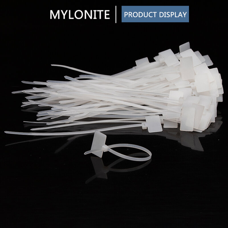 Auto-bloqueo sujetacables de Nylon marca etiqueta de plástico blanco de la corbata de lazo de envoltura de Cable tirantes Anchura 3-4mm de longitud 100-200mm