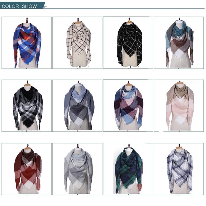 Модный зимний шарф RBROVO 2023, женские Роскошные теплые клетчатые кашемировые шарфы, Женский треугольный уличный палантин, Женский палантин