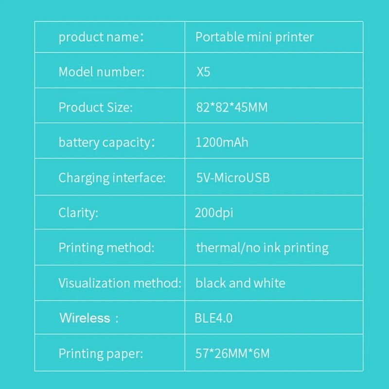 Draagbare 200Dpi Draadloze Thermische Label Printer Mini Note Memo Inkt-Gratis Printer Bluetooth-Compatibel Home Office Printing apparaat