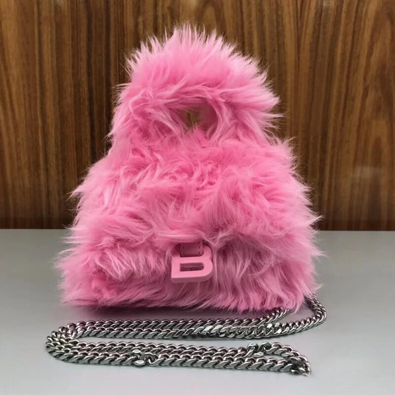 Schouder Crossbody Tassen Voor Vrouwen 2021 Winter Luxe Designer Merken Mini Handtas Faux Fur Fluffy Pluche Vrouwelijke Tas Kleine Bolsa