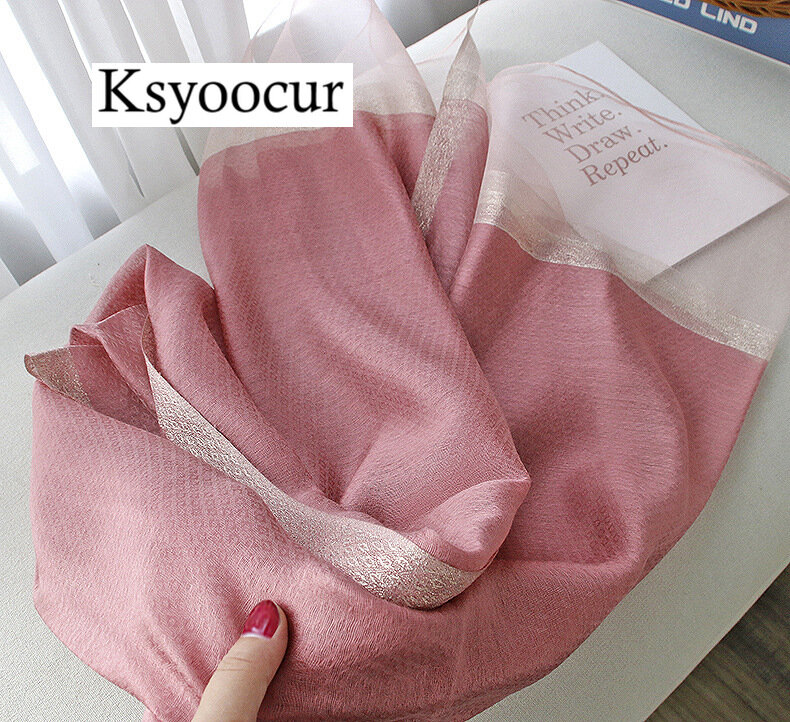 Ksyoocur-bufandas de seda para mujer, pañuelos femeninos de tamaño 200x70cm, toalla de playa para las cuatro estaciones, marca Ksyoocur E03, 2020