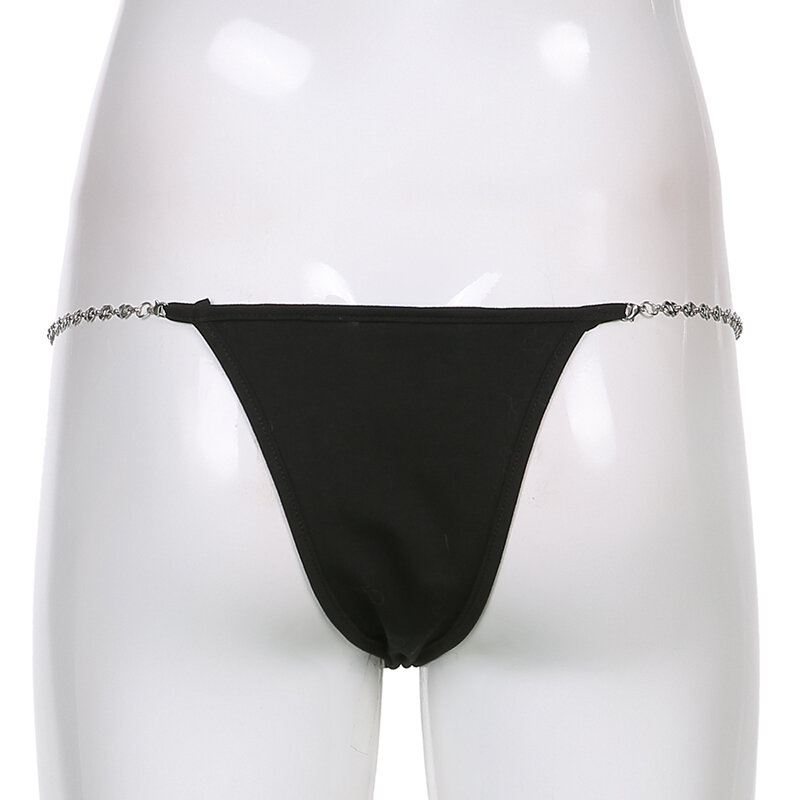 Weekeep Fashion Chain Patchwork solidne figi damskie czarne seksowne Mini bielizna letnie ubrania Streetwear w stylu Casual bielizna dla kobiet 2021