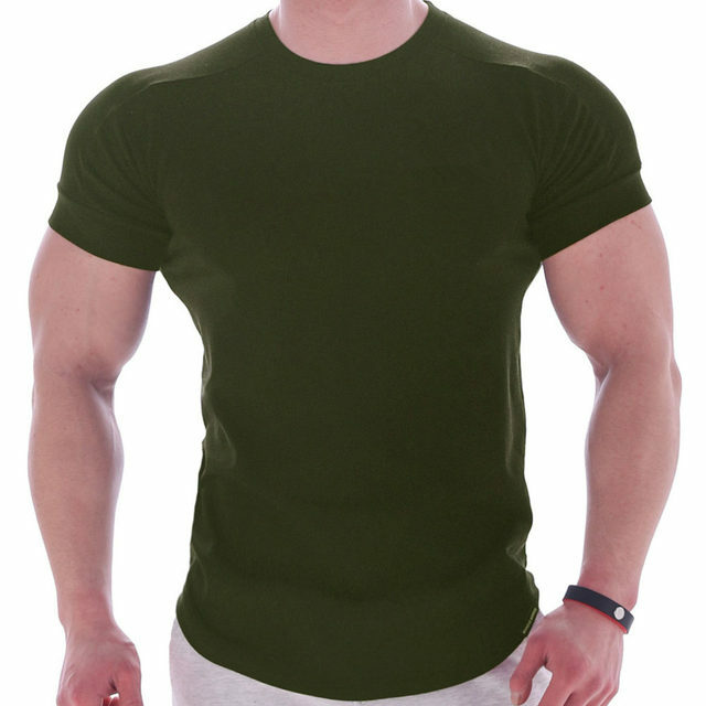 Camiseta masculina esportes de fitness algodão puro camiseta magro fitness verão lazer cor pura topo