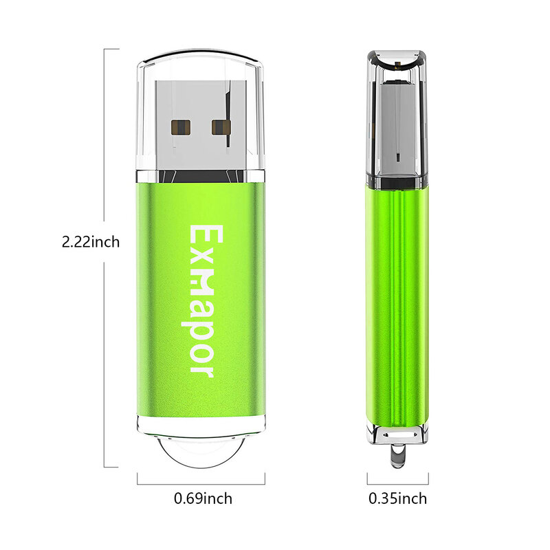 ไดรฟ์ USB Flash 8 GB Thumb ไดรฟ์แบบพกพาไดรฟ์ USB 8 GB Memory Stick Exmapor รูปสี่เหลี่ยมผืนผ้า Pendrive USB Stick 2.0ซิปสีเขียว