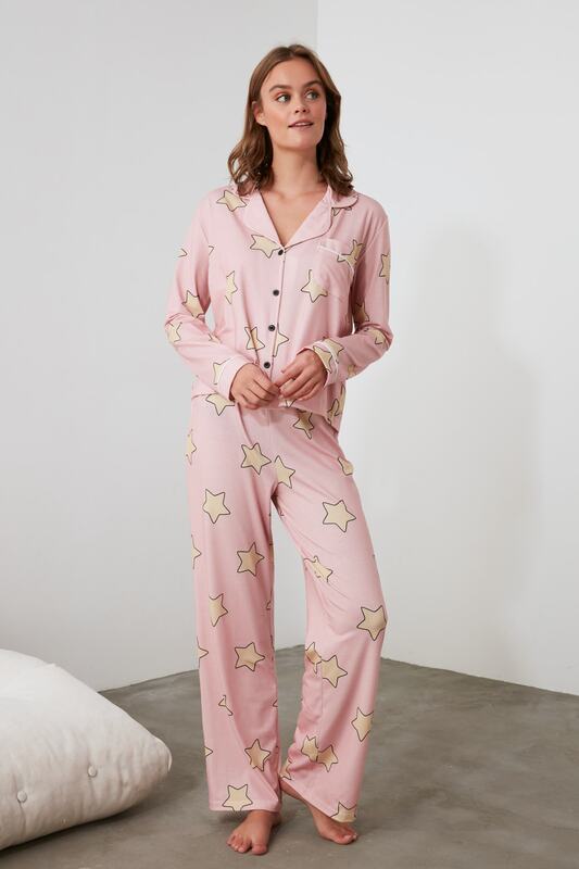Trendformas pijamas de malha estampados em estrela